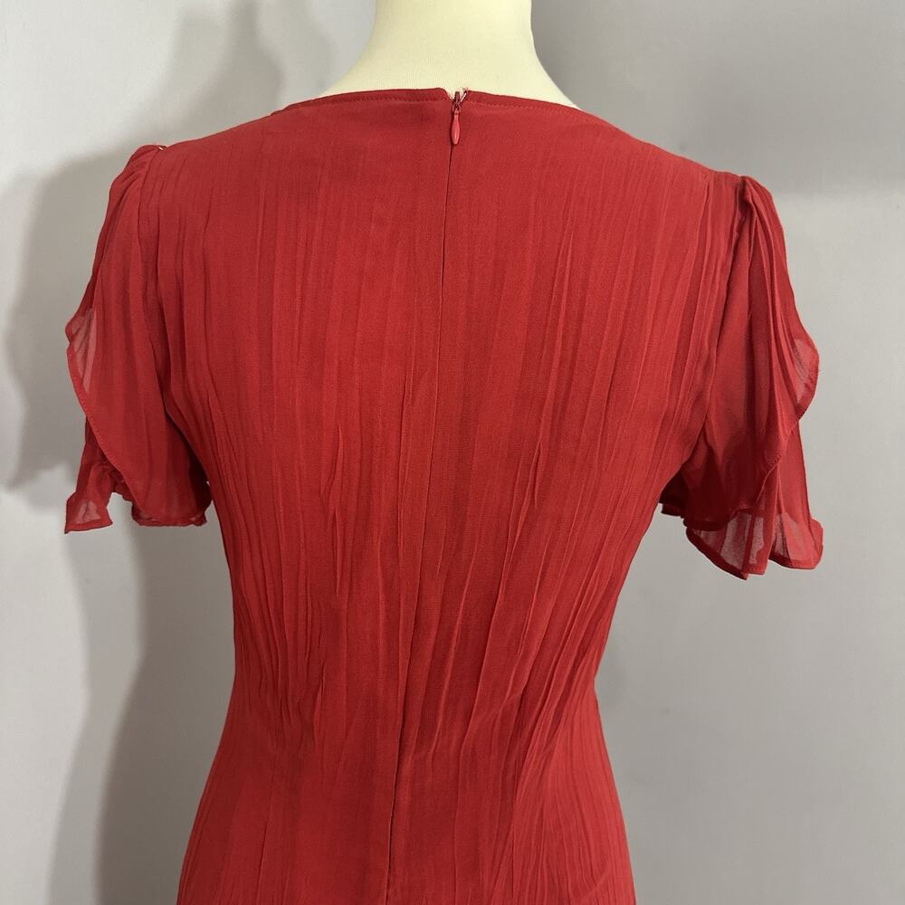 Kedziorek Bell Sleeve V-neck Midi Dress Red 38 Small Lined Coastal Flowy Resort - Picture 7 of 14